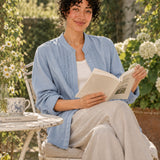 100% Linen Pleated Button-Front Relaxed Shirt