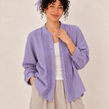 100% Linen Pleated Button-Front Relaxed Shirt