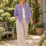 100% Linen Pleated Button-Front Relaxed Shirt