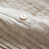 100% Linen Pleated Button-Front Relaxed Shirt