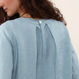 100% Linen Pleated Long Sleeve Blouse