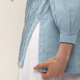 100% Linen Pleated Long Sleeve Blouse