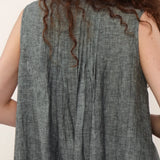 100% Linen Pleated Sleeveless Blouse
