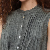 100% Linen Pleated Sleeveless Blouse