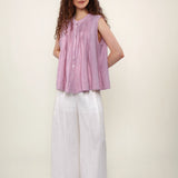 100% Linen Pleated Sleeveless Blouse