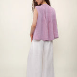 100% Linen Pleated Sleeveless Blouse