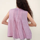 100% Linen Pleated Sleeveless Blouse