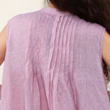 100% Linen Pleated Sleeveless Blouse