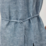 100% Linen Pullover Sleeveless Tank Top with Waist Rope