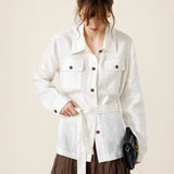 100% Linen Relaxed Collared Jacket