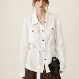 100% Linen Relaxed Collared Jacket
