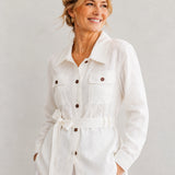100% Linen Relaxed Collared Jacket