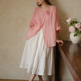100% Linen Reversible Tie Detail Drop Shoulder Blouse