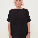 100% Linen Rolled Sleeve Back Tie Detail Blouse