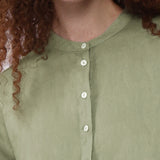 100% Linen Round Neck 3/4 Sleeve Loose Midi Dress