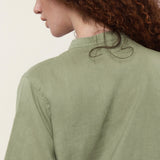 100% Linen Round Neck 3/4 Sleeve Loose Midi Dress