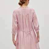 100% Linen Ruffle Trim Half Sleeve Tunic Shirt