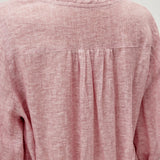 100% Linen Ruffle Trim Half Sleeve Tunic Shirt