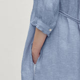 100% Linen Ruffle Trim Half Sleeve Tunic Shirt