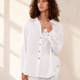 100% Linen Semi-Sheer Textured Button Down Shirt