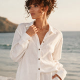 100% Linen Semi-Sheer Textured Button Down Shirt