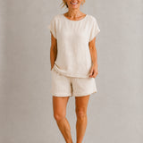100% Linen Short-Sleeve 2-Piece Loungewear Set