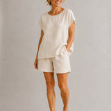 100% Linen Short-Sleeve 2-Piece Loungewear Set