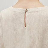 100% Linen Short Sleeve Pleated Maxi Dress