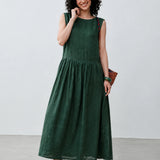 100% Linen Side Pocket Sleeveless Maxi Dress