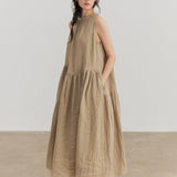 100% Linen Sleeveless A-Line Maxi Dress