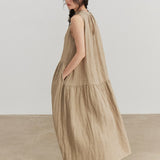100% Linen Sleeveless A-Line Maxi Dress