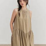 100% Linen Sleeveless A-Line Maxi Dress