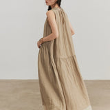 100% Linen Sleeveless A-Line Maxi Dress