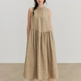 100% Linen Sleeveless A-Line Maxi Dress