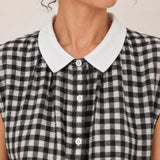100% Linen Sleeveless Collared Button-Front Relaxed Top