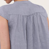 100% Linen Sleeveless Half Placket Midi Dress