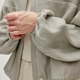 100% Linen Stand Collar Elasticized Hem Oversized Jacket