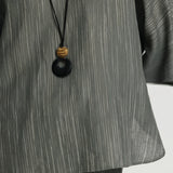 100% Linen Stripe U-Neck Dolman Sleeve T-Shirt