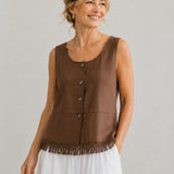 100% Linen Tassel Hem Tank Top