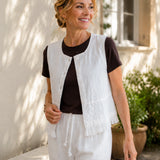 100% Linen Tassel Hem Tank Top