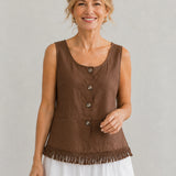 100% Linen Tassel Hem Tank Top