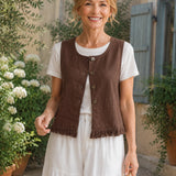100% Linen Tassel Hem Tank Top
