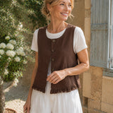 100% Linen Tassel Hem Tank Top