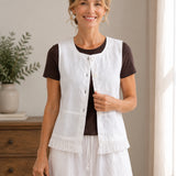 100% Linen Tassel Hem Tank Top