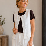 100% Linen Tassel Hem Tank Top