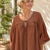100% Linen Tie Neck Maxi Dress
