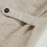 100% Linen V-Neck Collared Relaxed Top with Chest Pocket