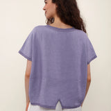 100% Linen V-Neck Embroidery Lace Trim Blouse