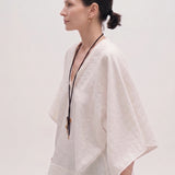 100% Linen V-Neck Kimono Sleeve Blouse