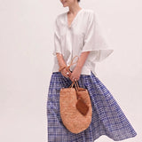 100% Linen V-Neck Kimono Sleeve Blouse